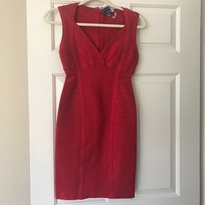 Herve Leger red bandage dress